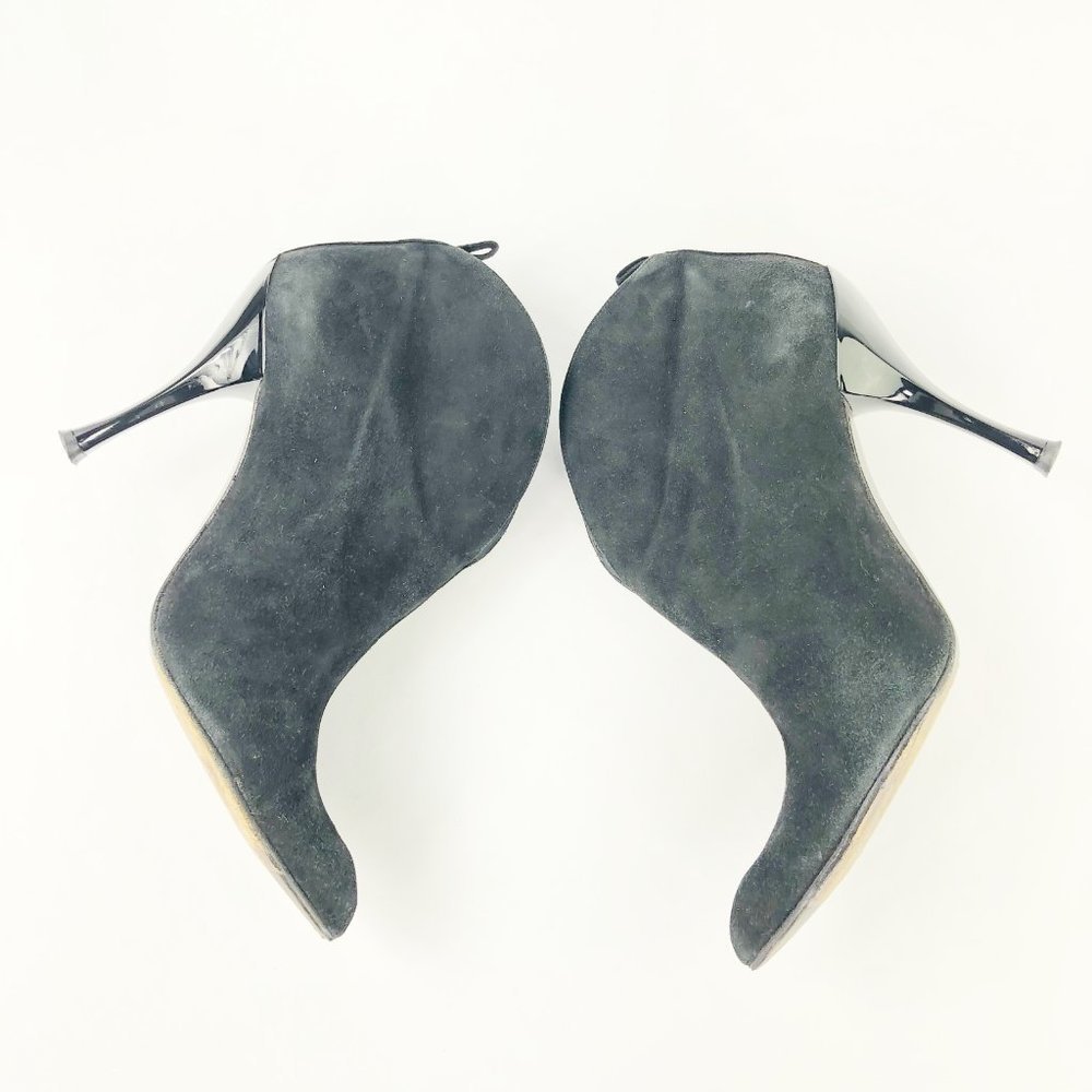 Stuart Weitzman 7 Black Suede Split Front Bootie V - image 7